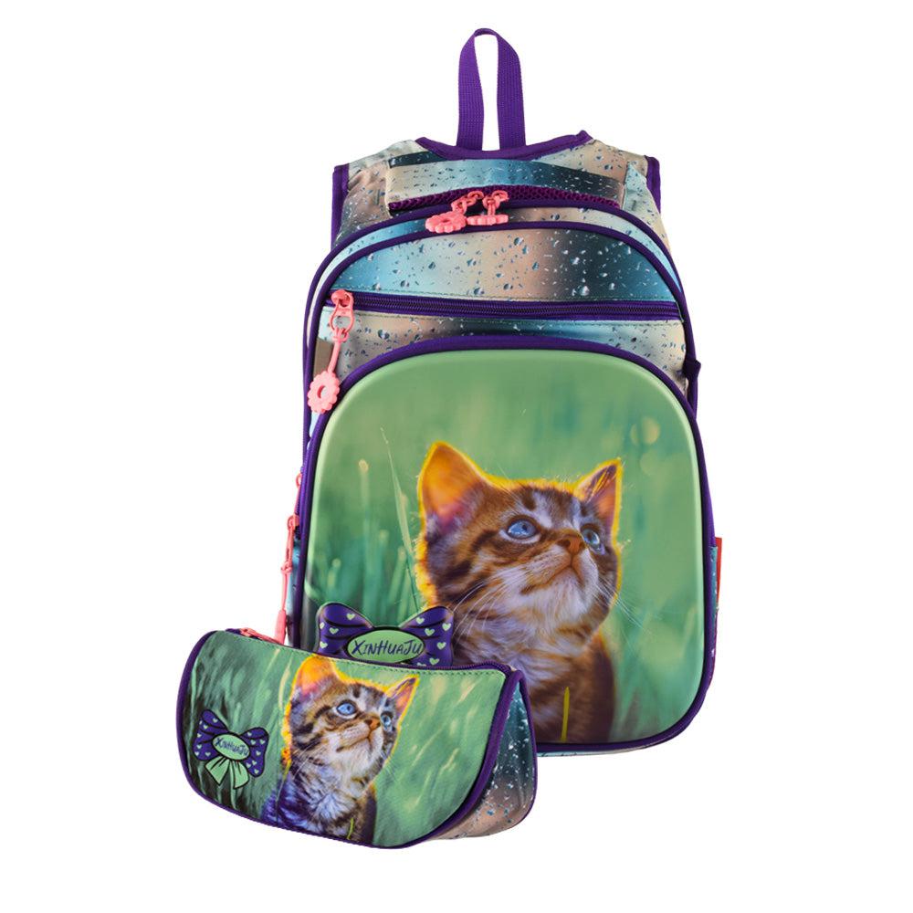 Trendy Cartoon School Bags for Girl Waterproof 3D Front Primary 1-5 Grade