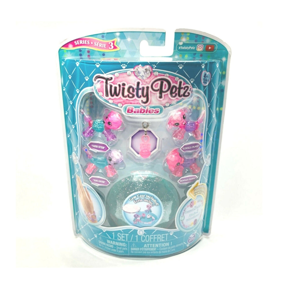 Twisty Petz Series 3 Babies Otter N Puppy Twin Collectible Bracelet Set Gem Case