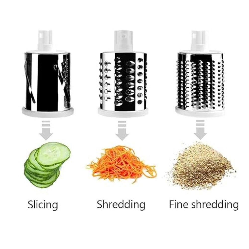 Vegetable Chopper, Multi-Function Shredder Hand Roll Rotary Cutter Grated Cheese Tool With 3 Stainless Steel Rotary Blades For Grinding,Cutting Silk, Slicing (Green)