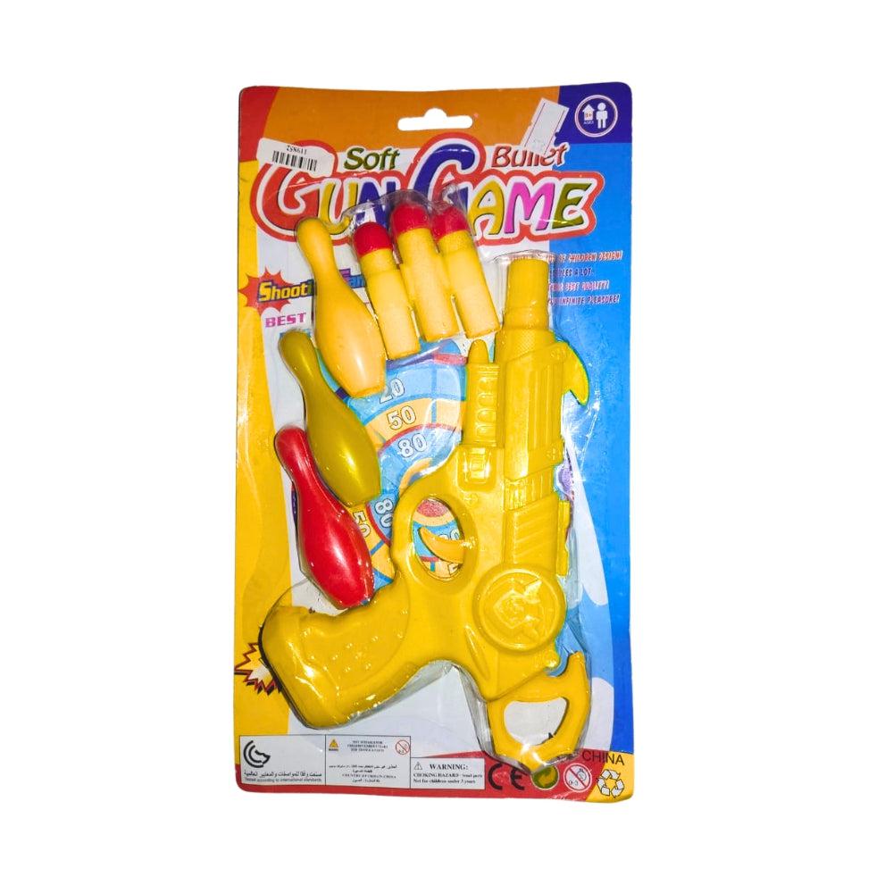 Very Beautiful Yellow Gun With 3 Darts And One Handcuff Toy For Kids Guns