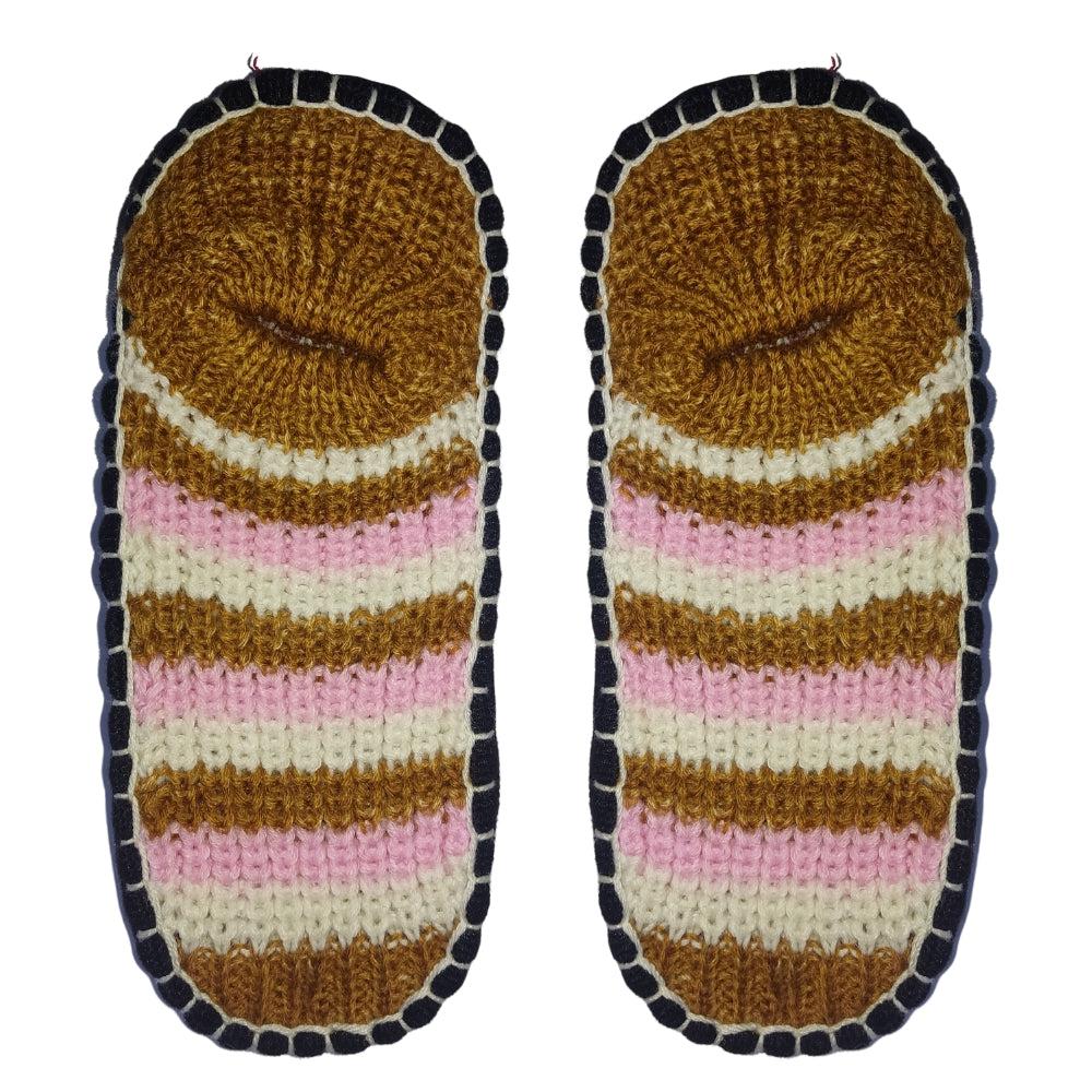 Warm Winter Slipper Socks For Women Ladies Sweet Girl Multi-Coloured Warm Knitted Booties Slipper Socks Warm Socks - Soft Rubber Sole