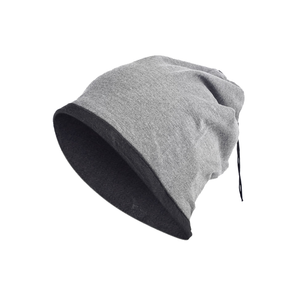 Winter Hat Solid Color Unisex Men's and Women's Beanie Cap Scarf Cotton Double-Layer Fabric Cap Hats